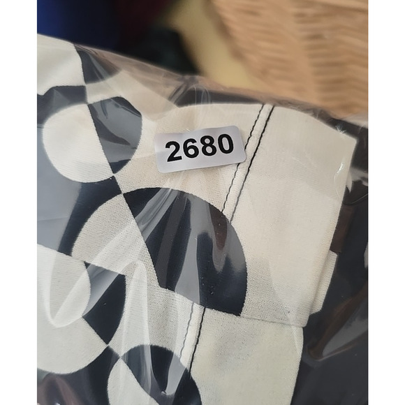 Muse Black White Geometric Twisted Front Long Sleeve Shirt Dress Womans Size 10 - Picture 6 of 6